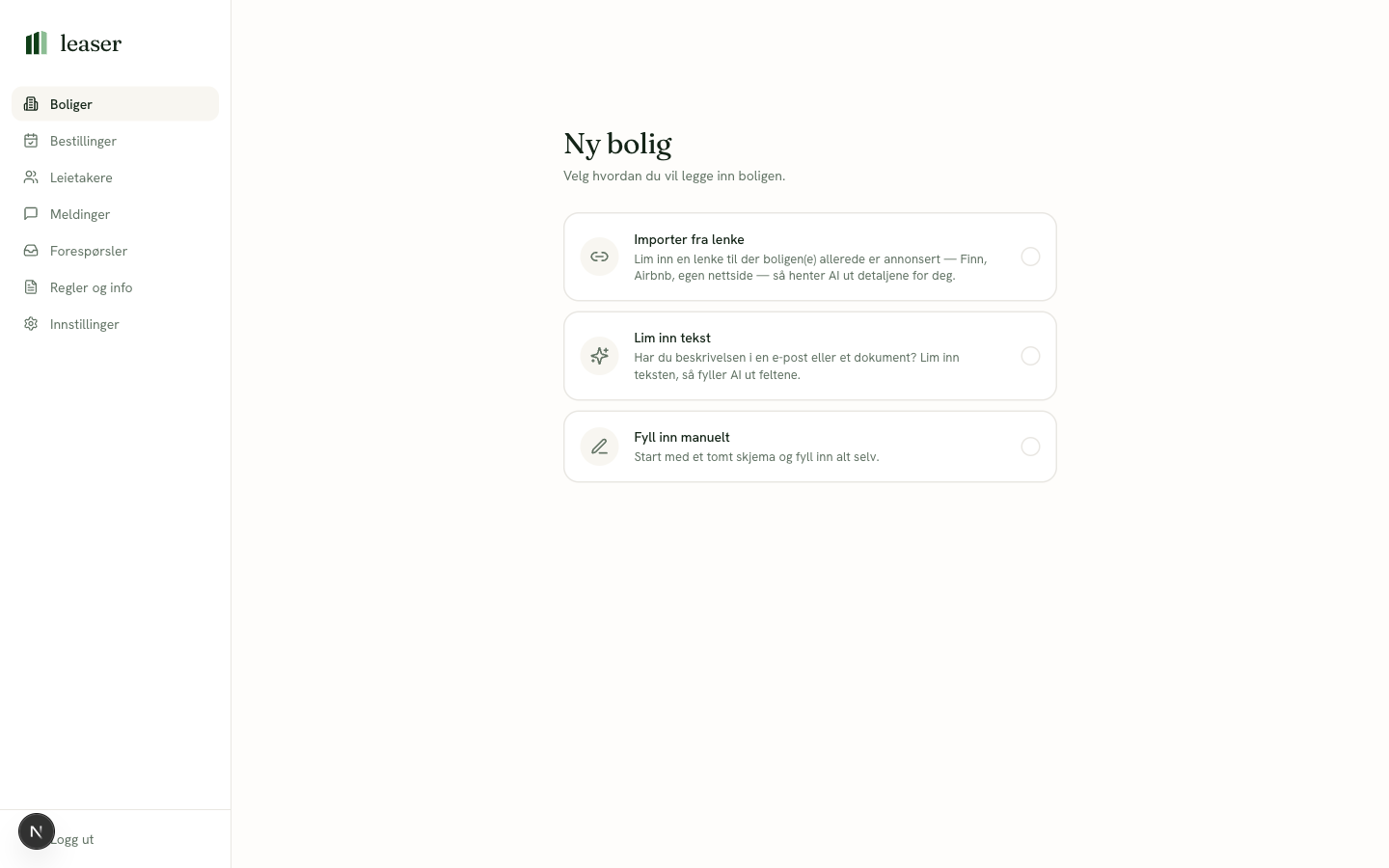 AI-import av boligannonse i leaser
